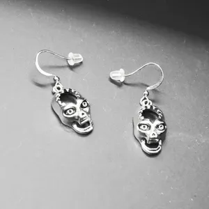 Punk Scary Skull Earrings Silver thumbnail 6