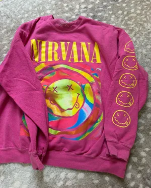 Nirvana Urban Outfitters Sweatshirt Pink Oversized thumbnail 1