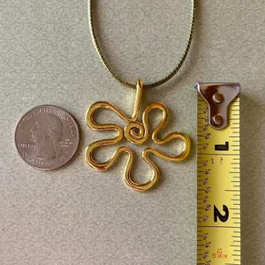 Handmade Kawaii cute retro y2k style gold tone big flower necklace 💐🌀💓 thumbnail 6
