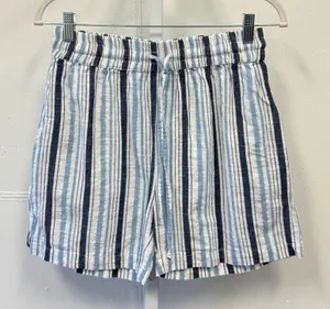 Argee Design Studio Blue White Striped Cotton Drawstring Shorts‎ Women's Medium thumbnail 1
