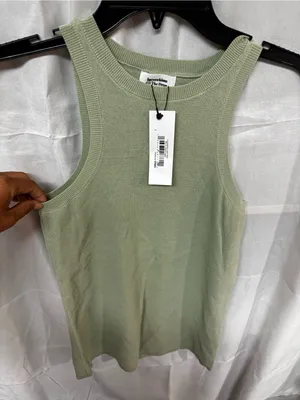 Ribbed Tank Top in Sage Green by The Drop thumbnail 1