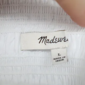 Madewell Poplin Cropped Top Womens L White Cotton Smocked Wide Strap Square Neck thumbnail 3