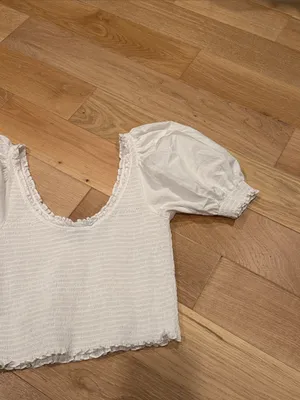 Hill House the aiko white smocked top with puff‎ sleeves large thumbnail 5