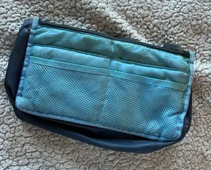 Aqua and Navy Mesh Organizer Bag Blue thumbnail 1