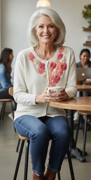Garnet Hill Cream Floral Embroidered Button Front Cardigan Sweater XS Spring thumbnail 1