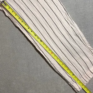 HALSTON Women's Wide Leg 100% Linen Pants Cream Navy Stripe Tie‎ Waist Size 10 thumbnail 2