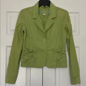 Plugg Light Green Cotton Blazer with Bow Pocket Accents thumbnail 1