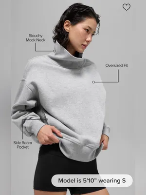 Alo Yoga NWT Hazy Mock Neck Pullover Sweatshirt Pockets Athletic Heather Grey S thumbnail 3