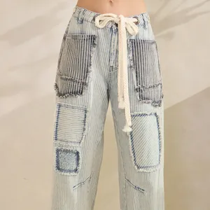 Oli & Hali Light Wash Patchwork Cropped Wide-Leg Jeans XL thumbnail 7