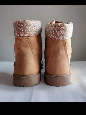 NWOT bebe Zara Rhinestone Studded Combat Boots Tan wheat moto Sz 7.5 Fall bling thumbnail 3