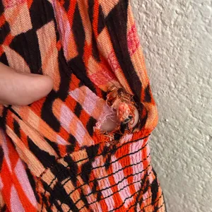 Free People Sahara Jumpsuit In Orange/Pink Abstract Print Wide Leg Boho Gypsy S thumbnail 14