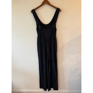 Barefoot Dreams Jumpsuit Medium Black Sleeveless Tie Waist Wide Leg Casual thumbnail 4