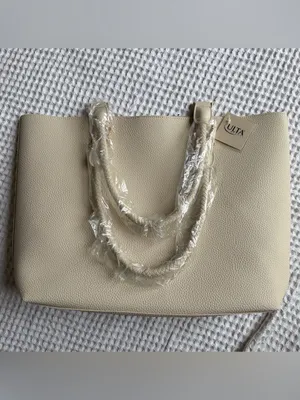 Everyday Pebbled Tote Bag in Cream with Top Handles thumbnail 3