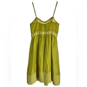 Anthropologie Plenty Tracy Reese Linen Silk Chartreuse Sundress Size 2 thumbnail 7