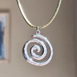 Handmade gold tone stainless steel spiral swirl uzumaki funky boho grunge style necklace🌀 thumbnail 7