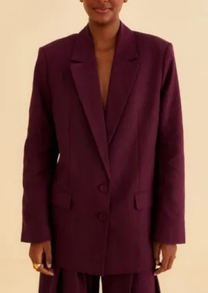 Farm Rio Burgundy straight blazer M thumbnail 1