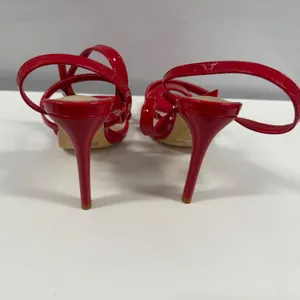 Elisabet Tang Red Patent Multi Strap Square Toe Stiletto Heels TES3153 Size 6 thumbnail 3