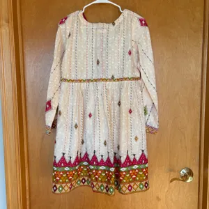 Almirah Lawn Pret Suit Women Small Off-White Cotton Tribal Print‎ Tassel Kurti thumbnail 8