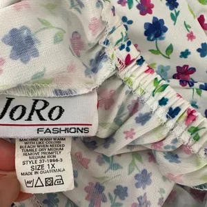 Vintage 1X Joro Womens Blouse Hawaiian MuuMuu Peasant Top Short Sleeve Floral‎ thumbnail 9