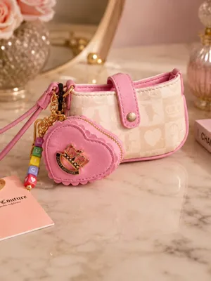 Juicy Couture Sweet Break Time Wristlet Sandstone Pink Heart Pouch NWT thumbnail 3