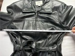 Vintage Jacqueline Ferrar Lambskin Leather Belted Jacket Black M 90s thumbnail 8