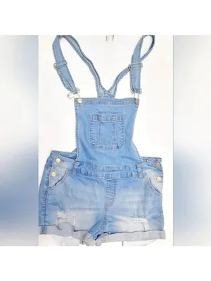 Wax Jean Blue Denim Overall Shorts Medium thumbnail 2