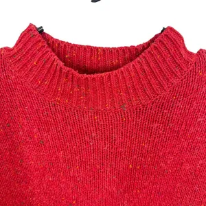 Vintage Northern‎ Isles Red Snowman Mock Neck Knit Sweater Women's L Holiday thumbnail 5
