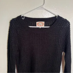 Ambiance Women's Size Medium Crewneck Loose Knit Sweater Black‎ High Low Hem thumbnail 2