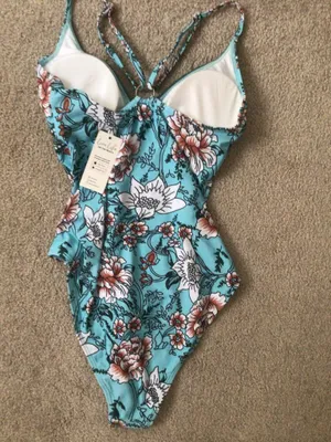 Cupshe Tranquil Blues Floral One Piece Swimsuit—Sz Small—Nwt thumbnail 10