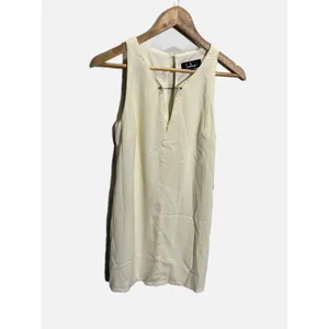Lulus Near or Bar Dress Small Cream Gold Bar Detail V-Neck Mini Cocktail Party thumbnail 2