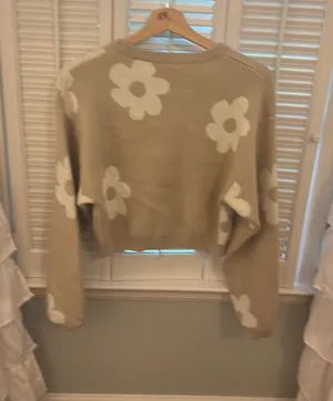 Altar'd State Brown sweater with white flowers from thumbnail 1
