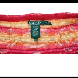 Ralph‎ Lauren multicolored striped poncho with horizontal stripes in red, orange thumbnail 3