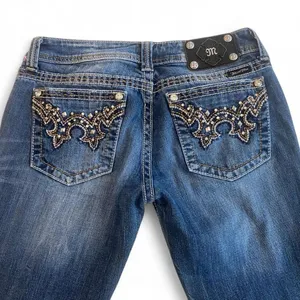 Miss Me JW5307B7 Low Rise Bootcut Jeans Y2K Western Rhinestone Embellished Sz 30 thumbnail 5