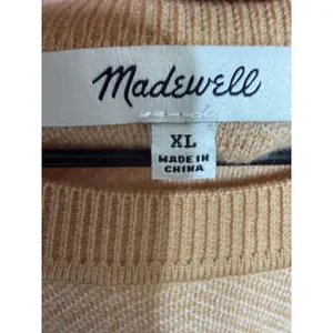 MADEWELL Women's XL Merinol Wool Windowpane Plaid Pullover Sweater Camel Tan thumbnail 10