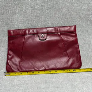 Etienne Aigner Vintage Oxblood Leather Clutch Bag Purse Large‎ Burgundy Maroon thumbnail 5