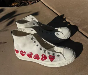 Converse Women’s Size 10 Pre loved men’s Chuck 70 High Top Comme des Garcons Play Multi Heart 9 thumbnail 2