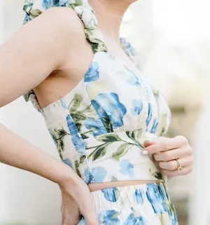 Abercrombie Floral Poplin Scrunch Tank Top thumbnail 1