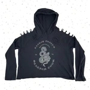 Taylor Swift Reputation Long Sleeve Tee Cut Shoulder Black Hoodie Shirt Size L thumbnail 1