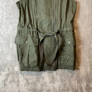 Athleta Wanderbout‎ Olive Green Linen Utility Vest Size XS thumbnail 6