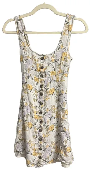 AMERICAN EAGLE Womens Dress Size XS White Floral‎ Button Tie Waist Summer thumbnail 1