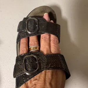 Dansko Black Leather Slide Sandals Women 40‎ US 9.5 10 Comfort Buckle Shoes thumbnail 5