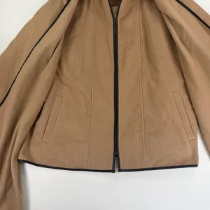 A New Day Camel Brown Zip Up Cape Jacket with Faux Leather Trim Size M New Tags thumbnail 12