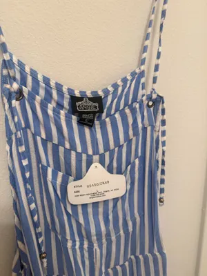 Angie Blue & White Striped Romper thumbnail 3