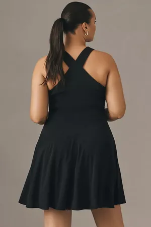 NWT Ruched Square-Neck Black Mini Dress. Size Large thumbnail 3