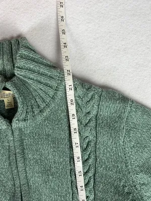 VTG Cabela's Cable Knit Full-Zip Cardigan Women's L Teal Cozy Grandpa Cabincore thumbnail 4