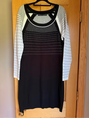 Ivanka Trump Modest Black White Knit Sweater Dress Women’s Size Large Office thumbnail 2
