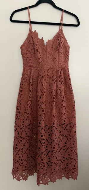 ASTR The Label Lace A Line Midi Dress Mauve Women's Size Small thumbnail 1