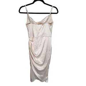 HTZMO Women Champagne Satin Cowl Neck Ruched Midi Slip Dress SUM4640A Size S thumbnail 2