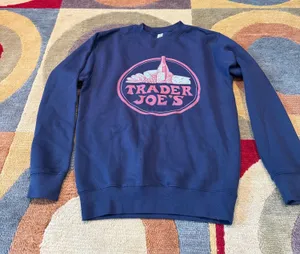 Trader Joe’s Crewneck Sweatshirt Wine Cheese Navy Blue Adult Unisex Size Small thumbnail 1