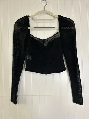 Windsor Black Long Sleeve Sheer Bustier Top Size Small thumbnail 5